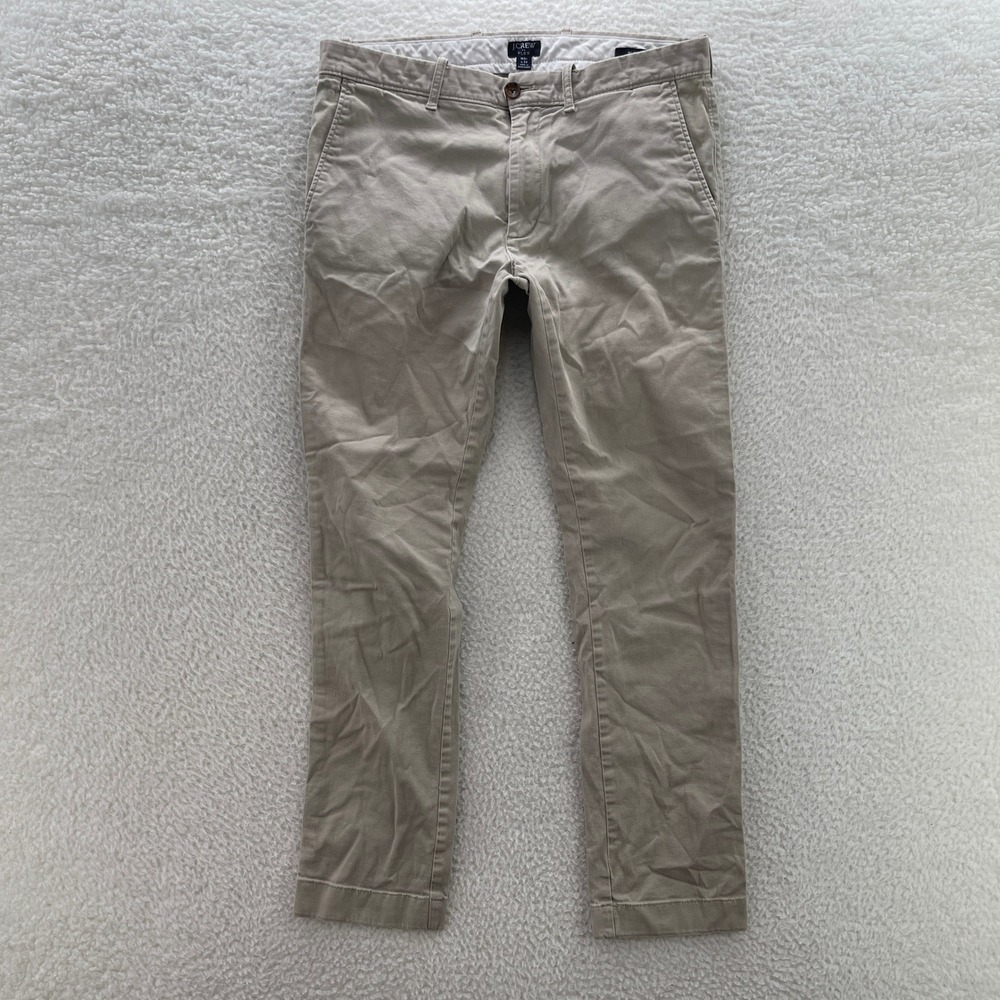 J.Crew Pants Mens 31x32 Beige Flex Slim Fit Chino Khaki Stretch Office Preppy